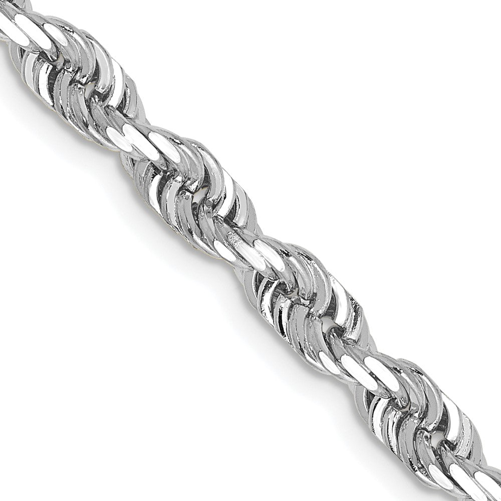 14K White Gold 4.5mm Diamond-cut Quadruple Rope Chain