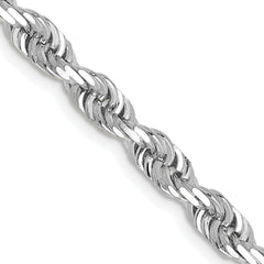 14K White Gold 4.5mm Diamond-cut Quadruple Rope Chain