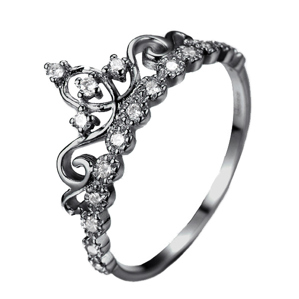 Dainty 925 Sterling Silver Princess Crown Ring