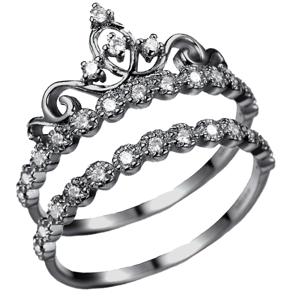 925 Sterling Silver Tiara Crown Ring