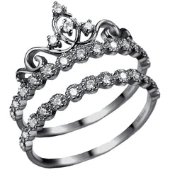 925 Sterling Silver Tiara Crown Ring