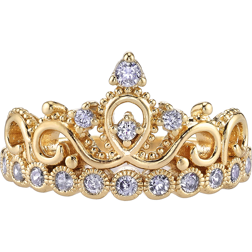Yellow Gold-plated Silver Princess Crown Ring