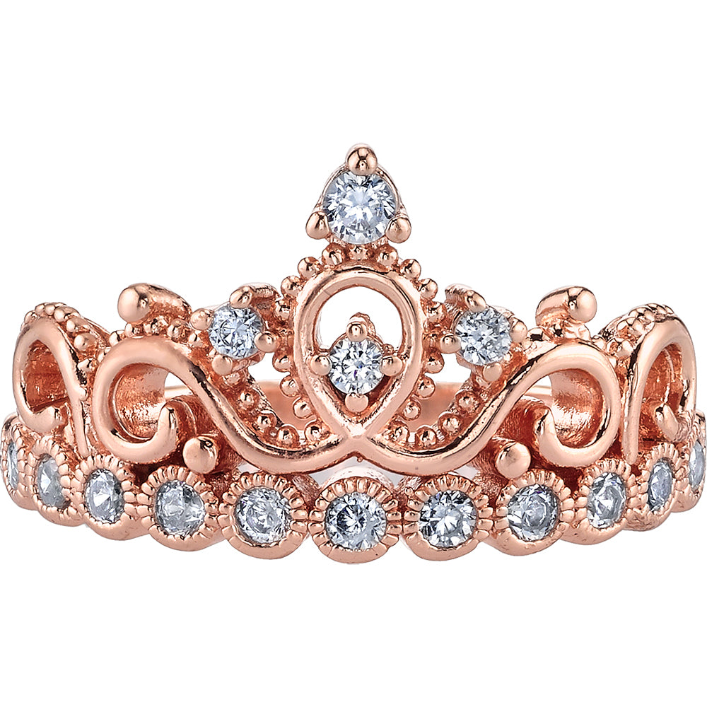 Rose Gold-plated Silver Princess Crown Ring