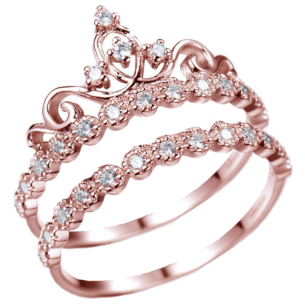 Rose Gold Sterling Silver Tiara Crown Ring