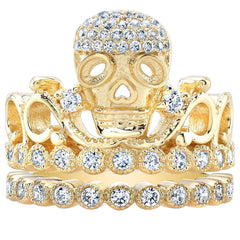 Yellow Gold Sterling Silver Tiara Crown Ring