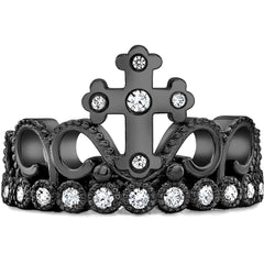 925 Sterling Silver Cross Crown Ring