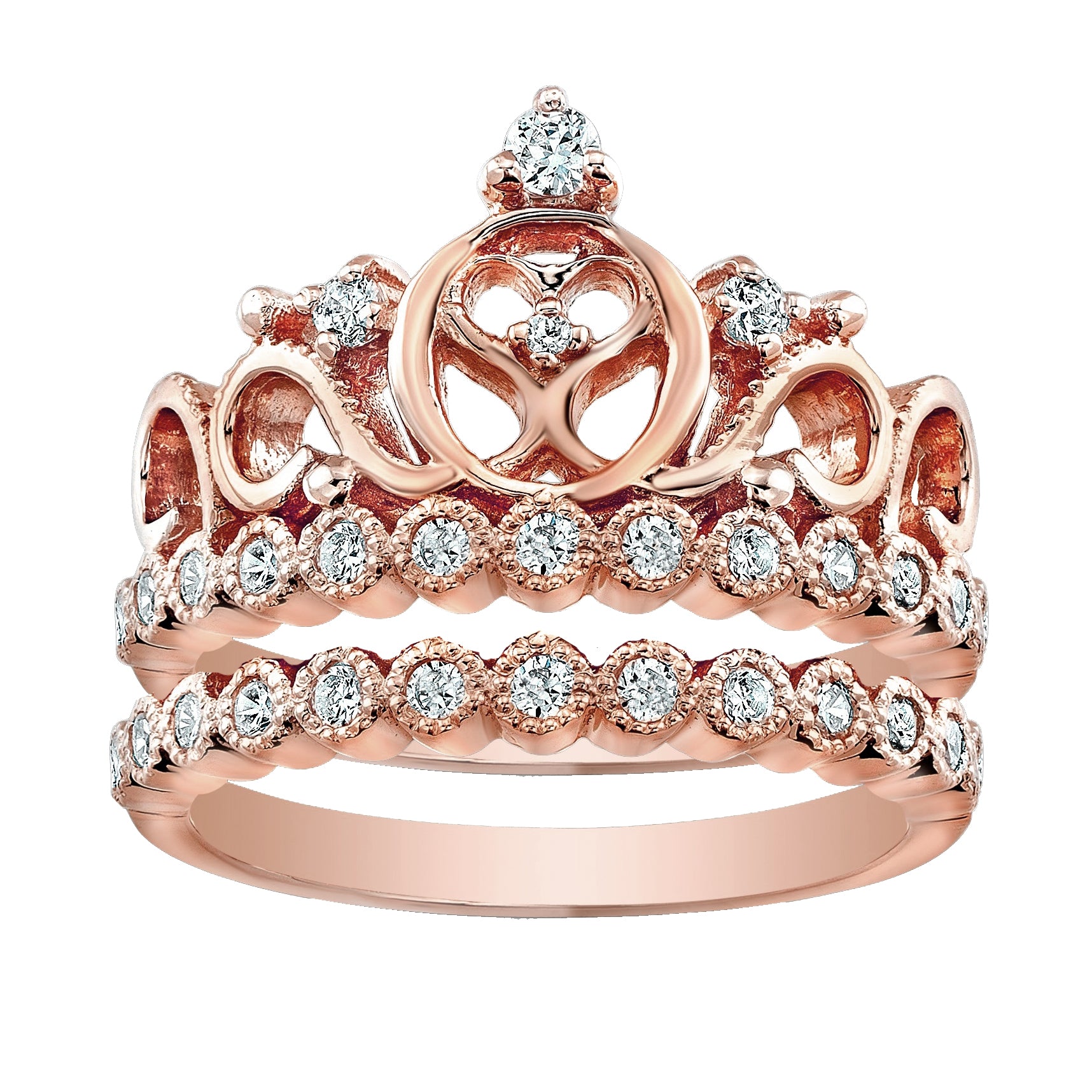 Rose Gold Sterling Silver Tiara Crown Ring