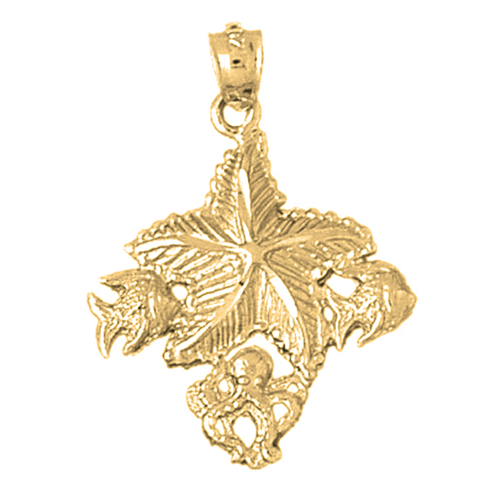 10K, 14K or 18K Gold Starfish Wish Fish Pendant