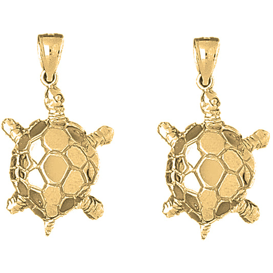 Yellow Gold-plated Silver 38mm Turtles Earrings