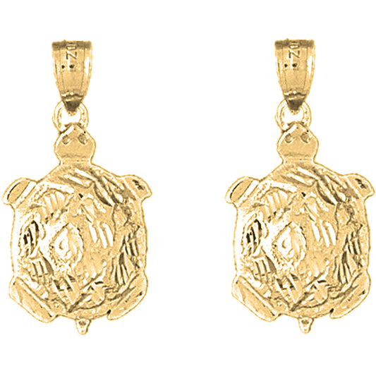Yellow Gold-plated Silver 30mm Turtles Earrings