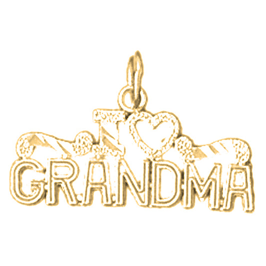 14K or 18K Gold I Love Grandma Pendant