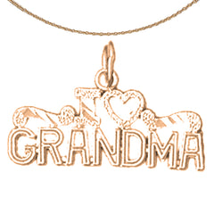 Colgante I Love Grandma de oro de 14 quilates o 18 quilates