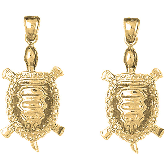 Yellow Gold-plated Silver 42mm Turtles Earrings