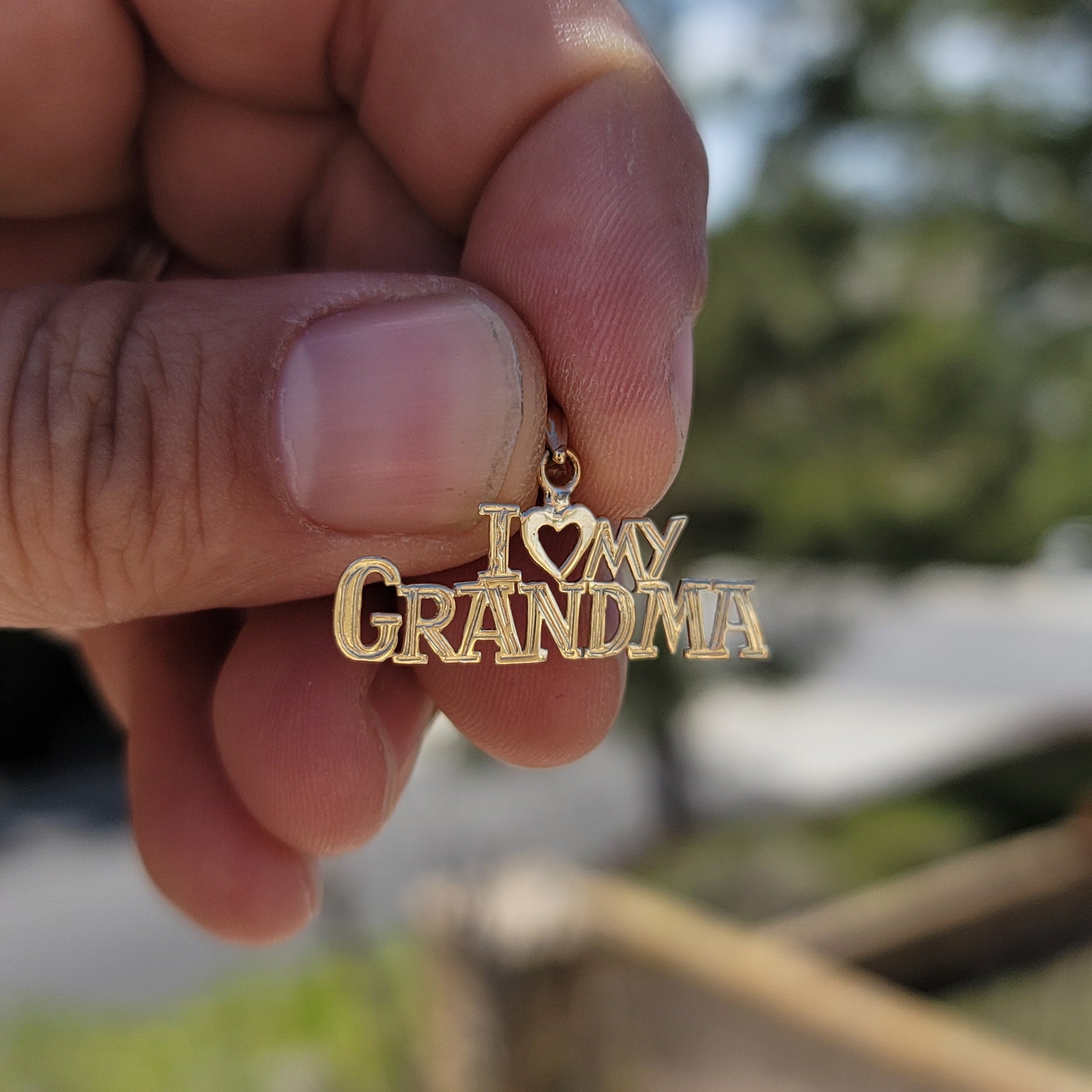 14K or 18K Gold I Love My Grandma Pendant