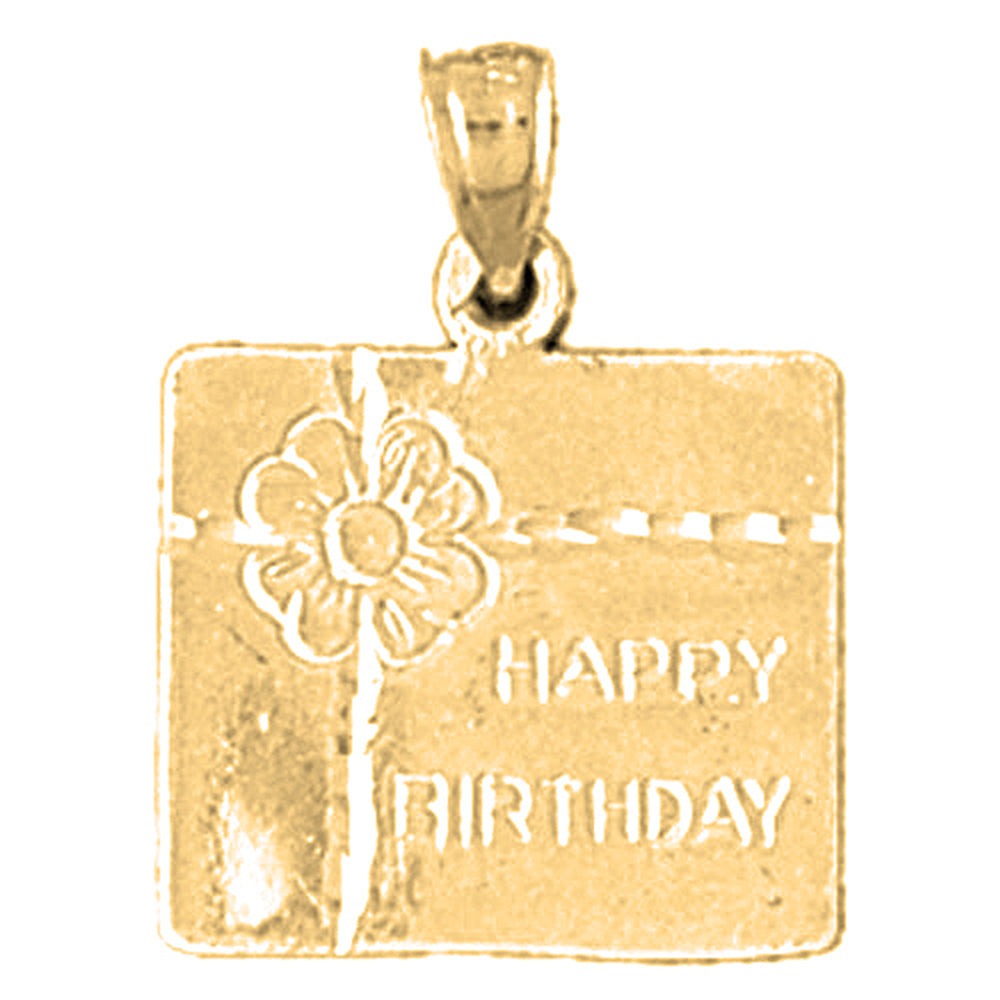 14K or 18K Gold Happy Birthday Pendant