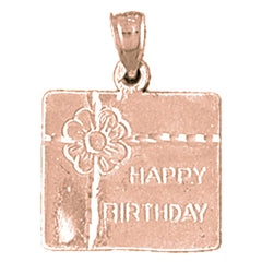 14K or 18K Gold Happy Birthday Pendant