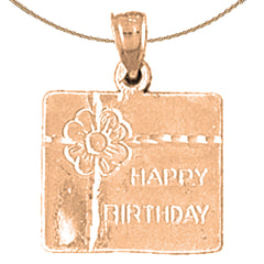 14K or 18K Gold Happy Birthday Pendant