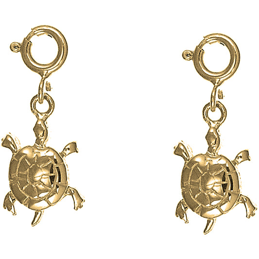 Yellow Gold-plated Silver 21mm Turtles Earrings
