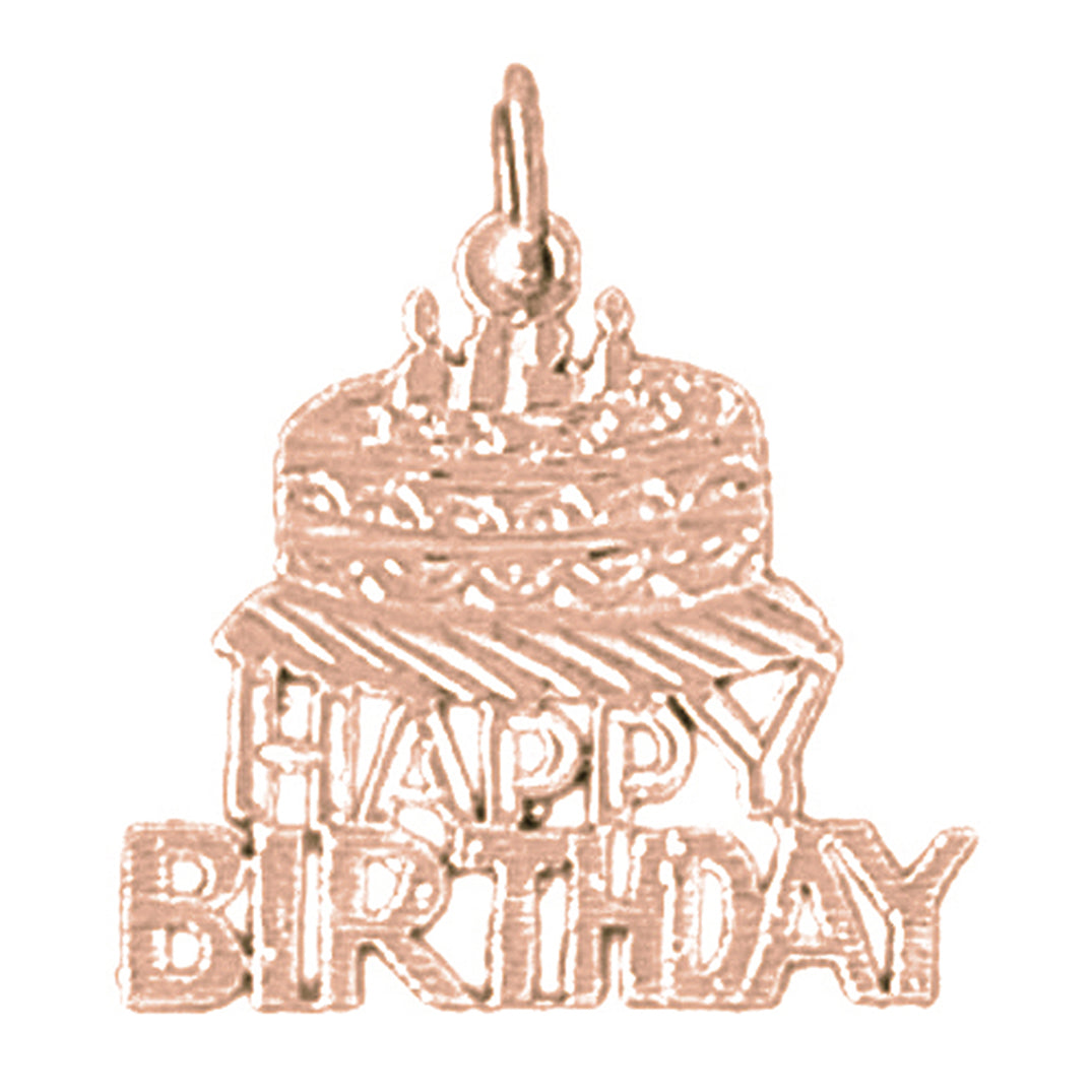 14K or 18K Gold Happy Birthday Pendant