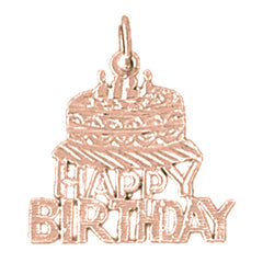 14K or 18K Gold Happy Birthday Pendant