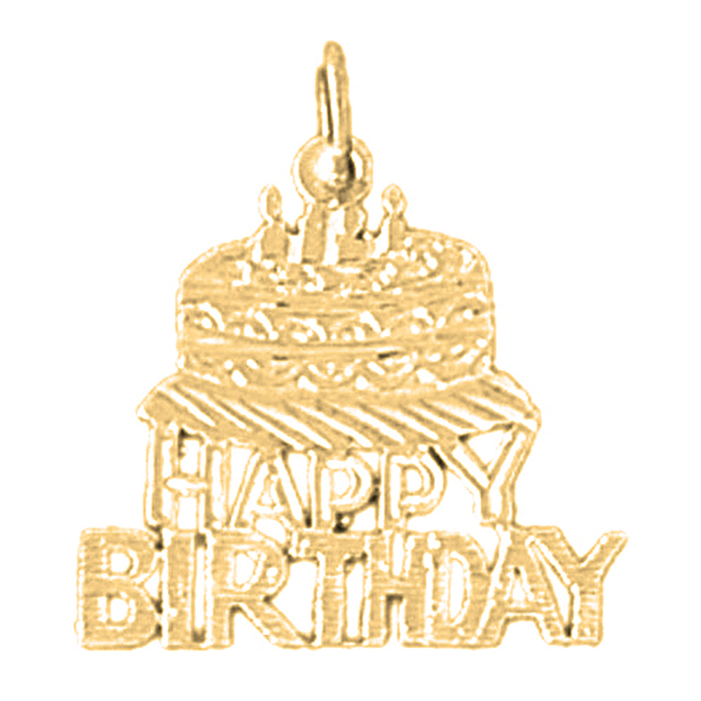 14K or 18K Gold Happy Birthday Pendant