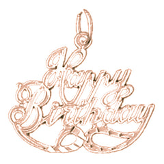 14K or 18K Gold Happy Birthday Pendant