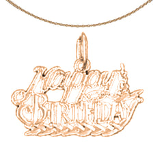 Colgante de feliz cumpleaños en oro de 14 quilates o 18 quilates