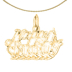 14K or 18K Gold Happy Birthday Pendant