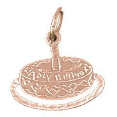 14K or 18K Gold Birthday Cake Pendant