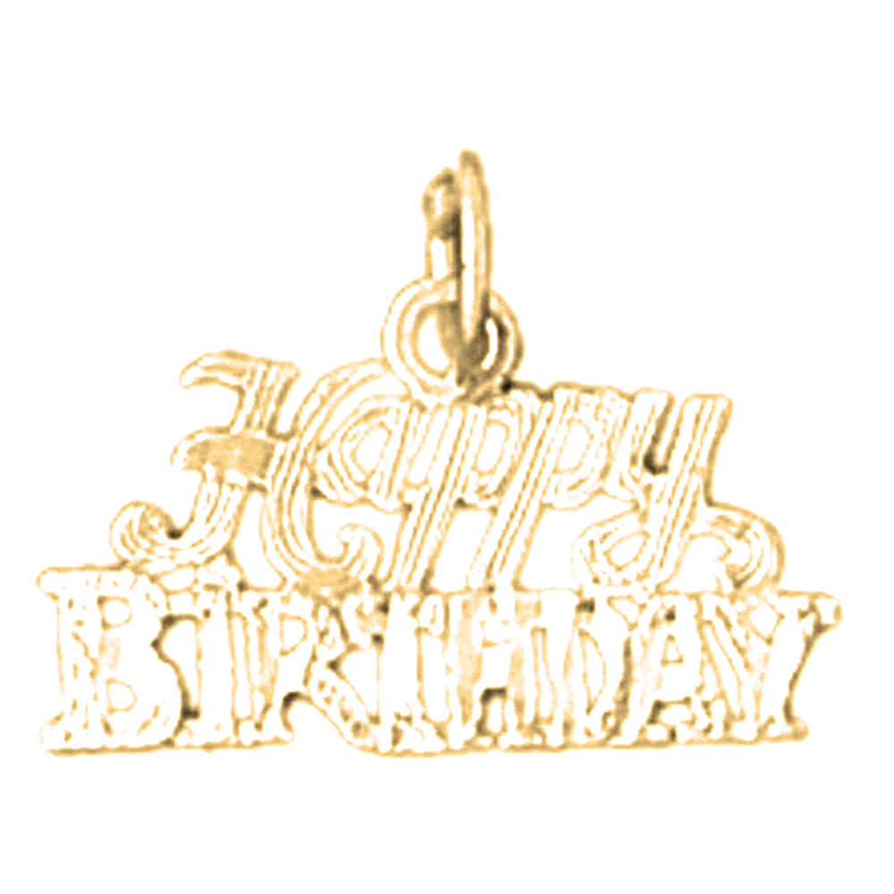 14K or 18K Gold Happy Birthday Pendant