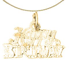 14K or 18K Gold Happy Birthday Pendant