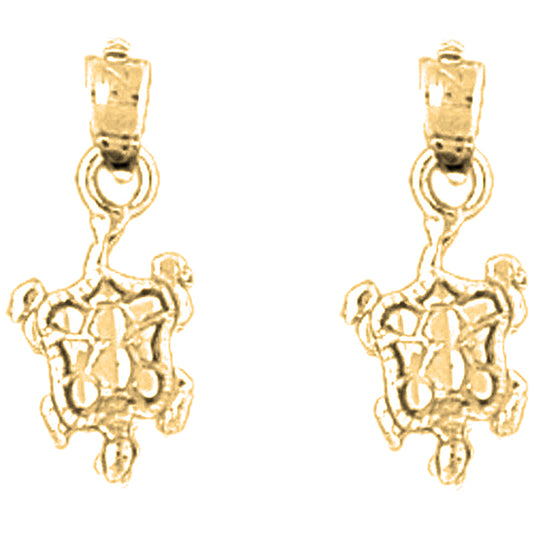 Yellow Gold-plated Silver 19mm Turtles Earrings