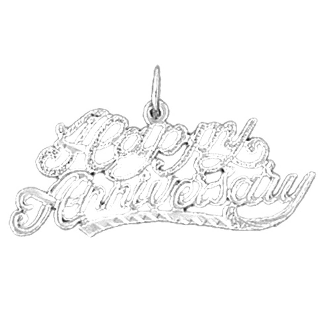 14K or 18K Gold Happy Anniversary Pendant