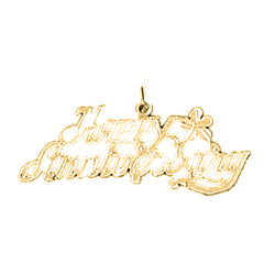 14K or 18K Gold Happy Anniversary Pendant