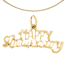 14K or 18K Gold Happy Anniversary Pendant