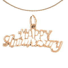 14K or 18K Gold Happy Anniversary Pendant