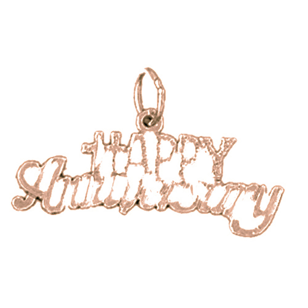 14K or 18K Gold Happy Anniversary Pendant