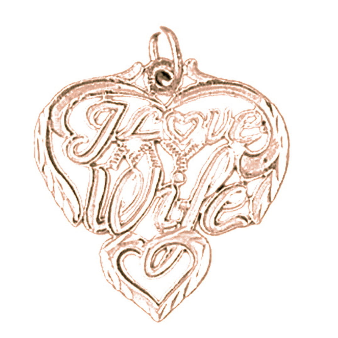 14K or 18K Gold I Love My Wife Pendant