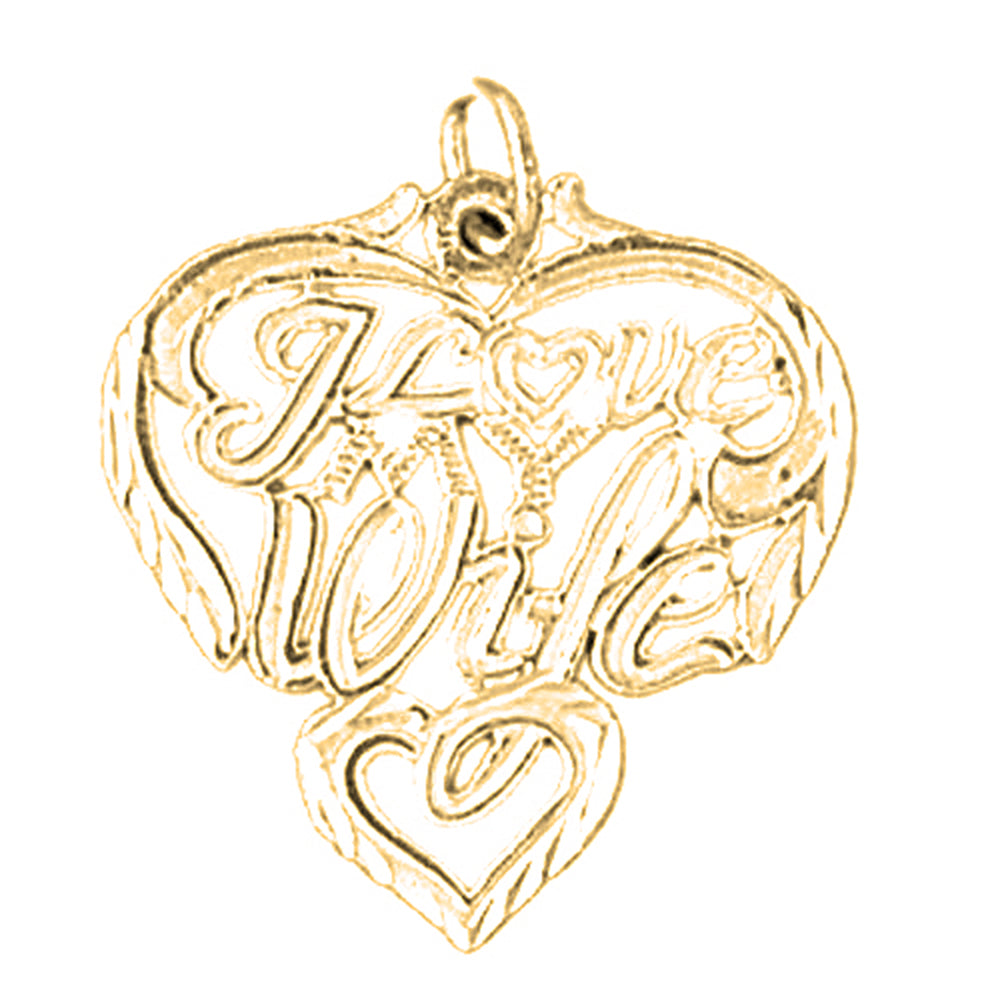 14K or 18K Gold I Love My Wife Pendant