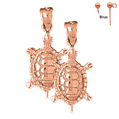 14K oder 18K Gold 24mm Schildkröten Ohrringe