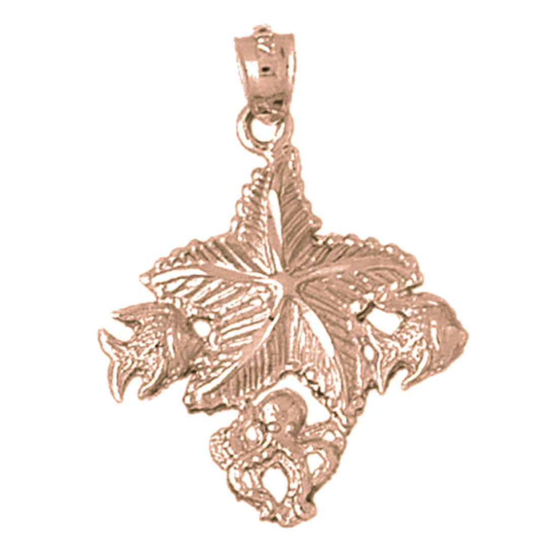 10K, 14K or 18K Gold Starfish Wish Fish Pendant