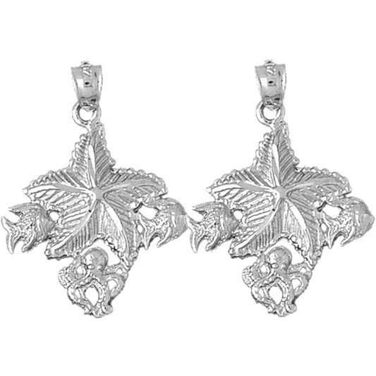 Sterling Silver 31mm Starfish Wish Fish Earrings