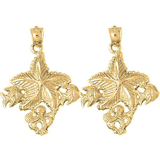 Yellow Gold-plated Silver 31mm Starfish Wish Fish Earrings