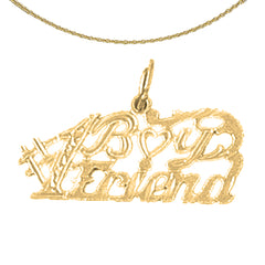 14K or 18K Gold I Love My Boy Friend Saying Pendant