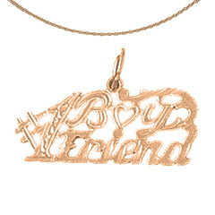 14K or 18K Gold I Love My Boy Friend Saying Pendant