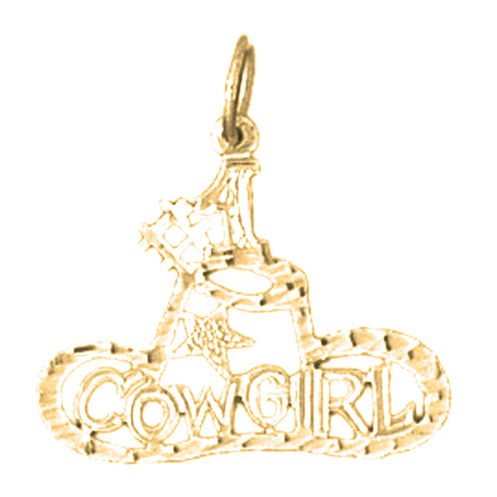 14K or 18K Gold #1 Cowgirl Saying Pendant