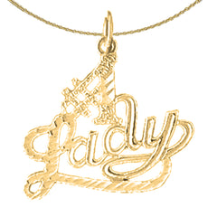 Colgante #1 de oro de 14 quilates o 18 quilates con texto en inglés "Lady Saying"