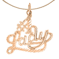 Colgante #1 de oro de 14 quilates o 18 quilates con texto en inglés "Lady Saying"