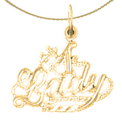 Colgante #1 de oro de 14 quilates o 18 quilates con texto en inglés "Lady Saying"