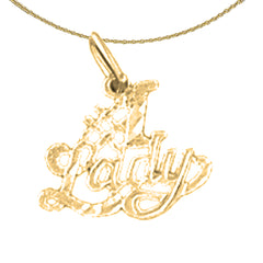 Colgante #1 de oro de 14 quilates o 18 quilates con texto en inglés "Lady Saying"